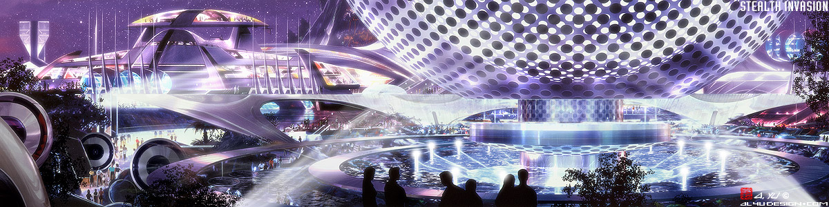 Stealth Invasion Concept Art - Sports Arena Courtyard
